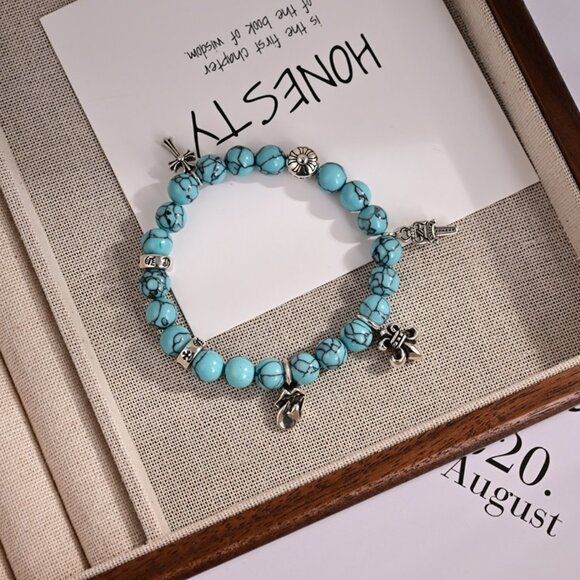Chrome Hearts Turquoise Sterling Silver 925 Bracelet - Picture 2 of 5